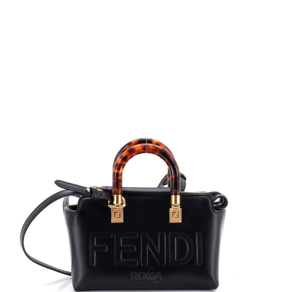 Fendi Mini Logo By The Way Top Handle Bag Embossed Leather